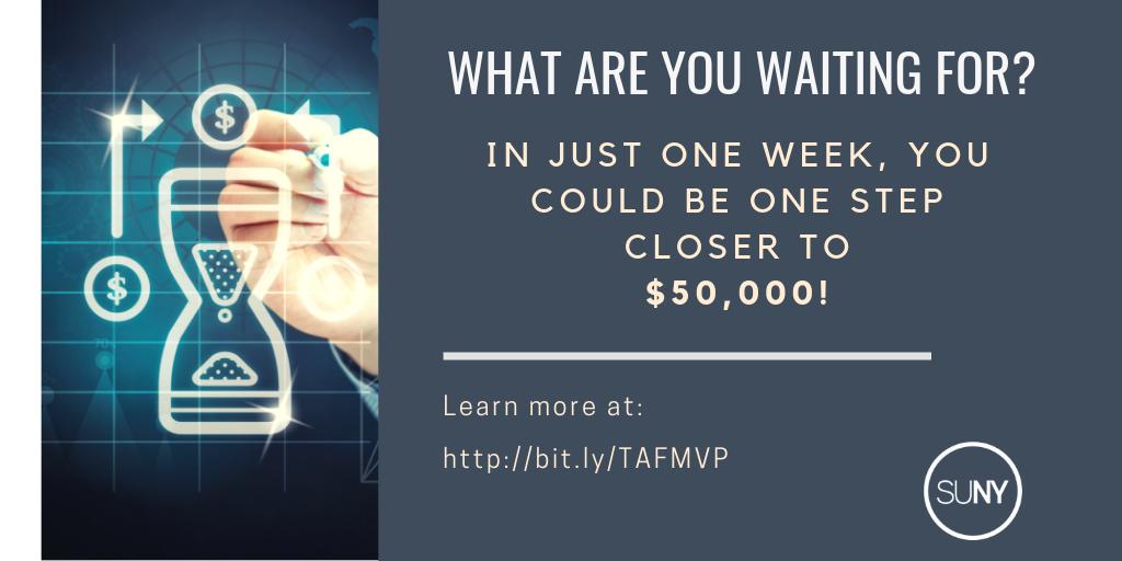 Applications are due on September 3rd for the TAF MVP Competition. Win $50,000. Learn more at: 